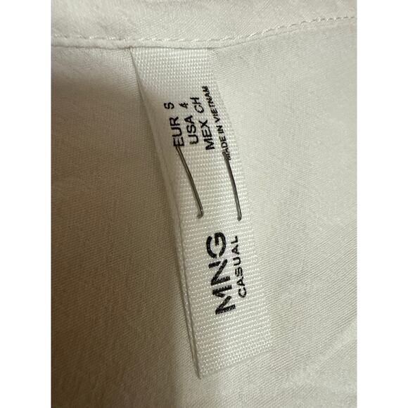 MNG Mango Women's White Long Sleeve Tie Button Up Cardigan Blouse Top Size 4 - Picture 3 of 3